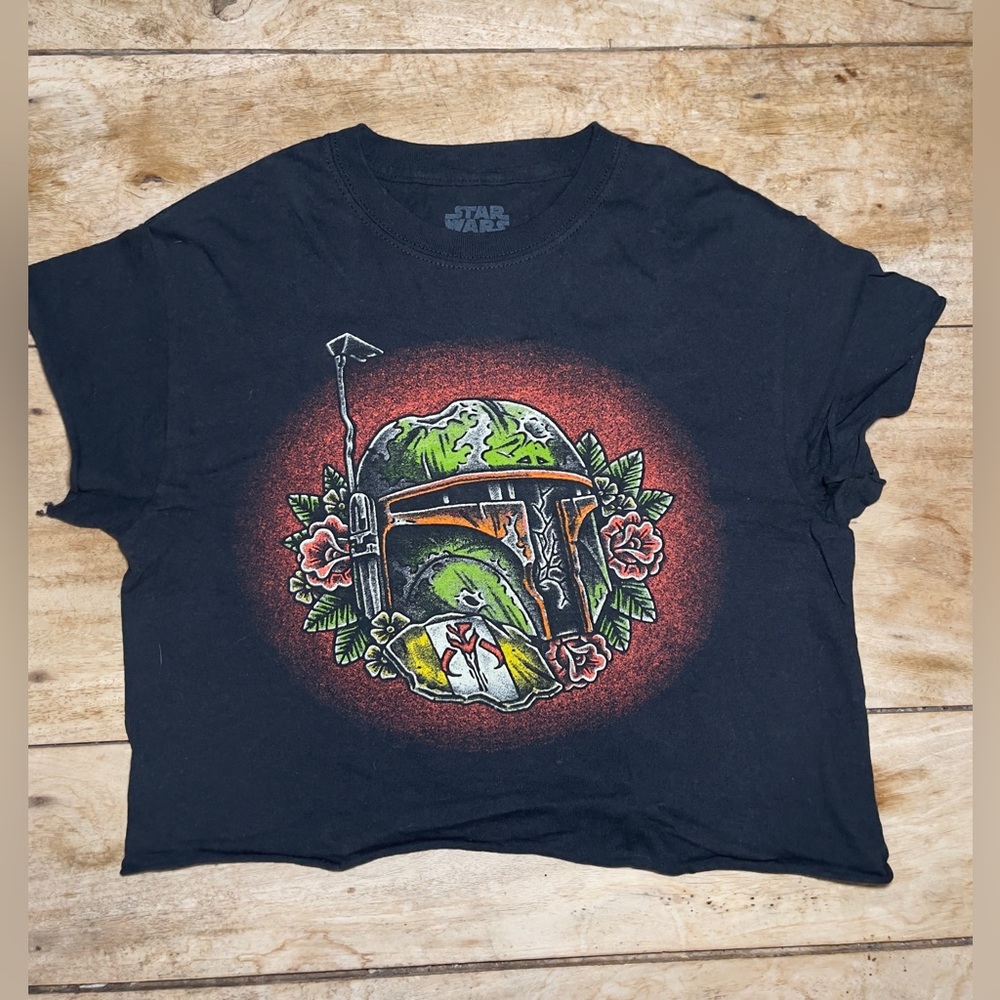 Star Wars Boba Fett Helmet Roses T-Shirt
